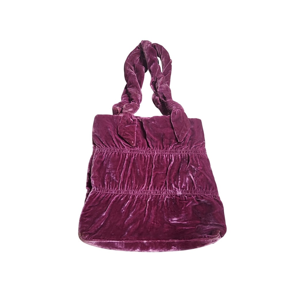 J. Jill Berry Purple Silk Blend Velvet Smocked Tote Shoulder Bag Boho Whimsigoth